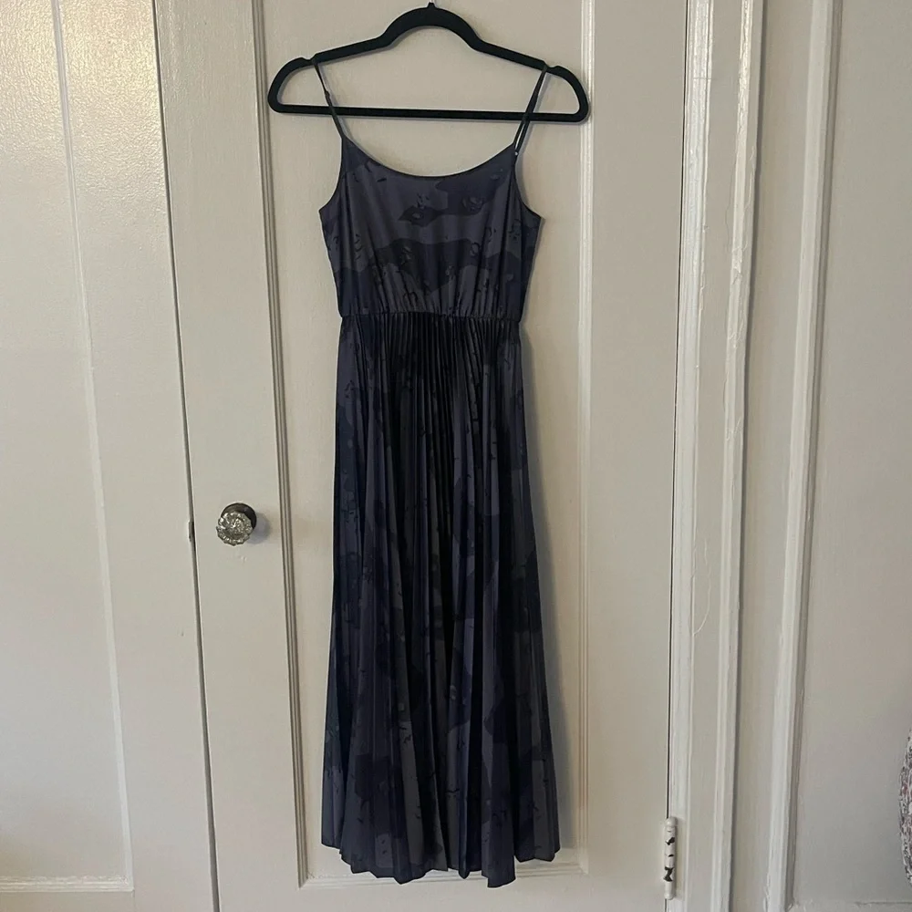 All Saints Lera Midnight Blue Pleated Midi Dress - Picture 3 of 11